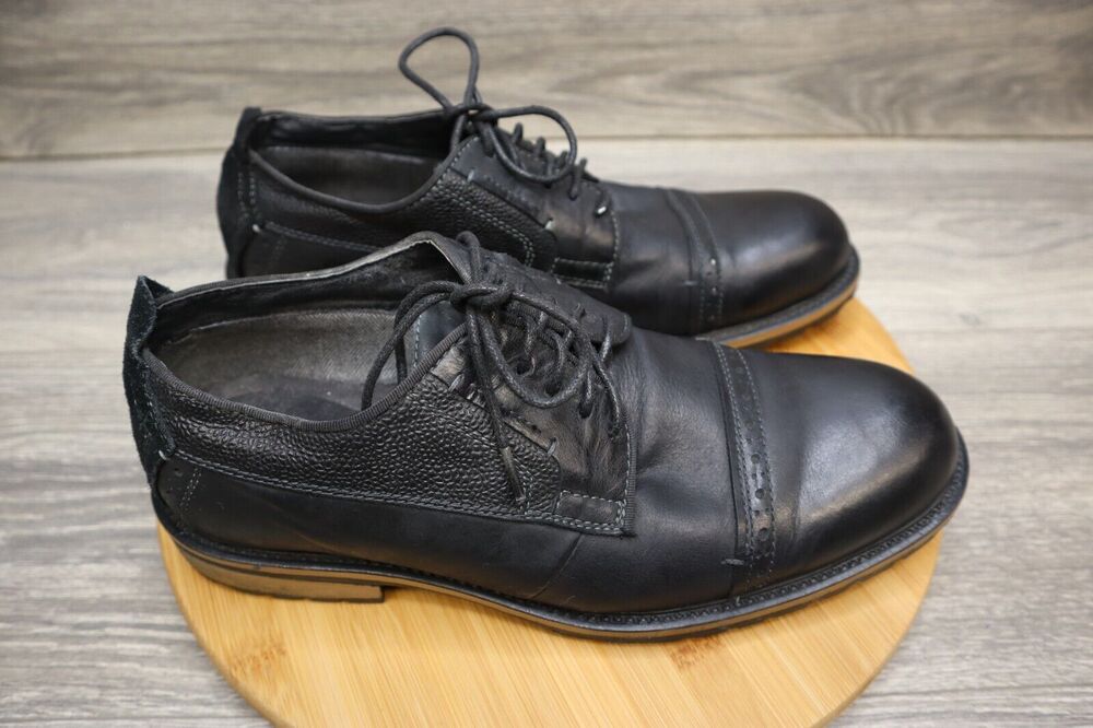 Steve Madden Shoes Mens 9.5 Shandy Black Leather Oxford Dress Lace Up Round Toe